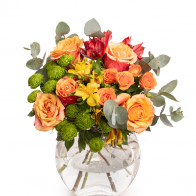 Buchet crizanteme şi trandafiri